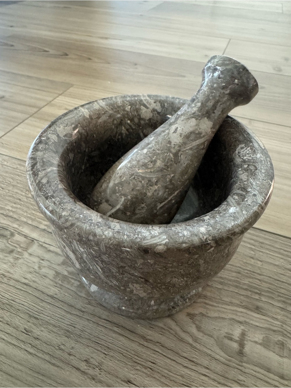 Classic Gray Marble Mortar and Pestle - Decorative Home Art